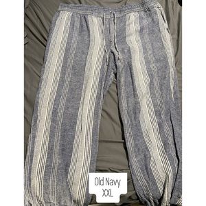 Old Navy linen blue and white stripped pants